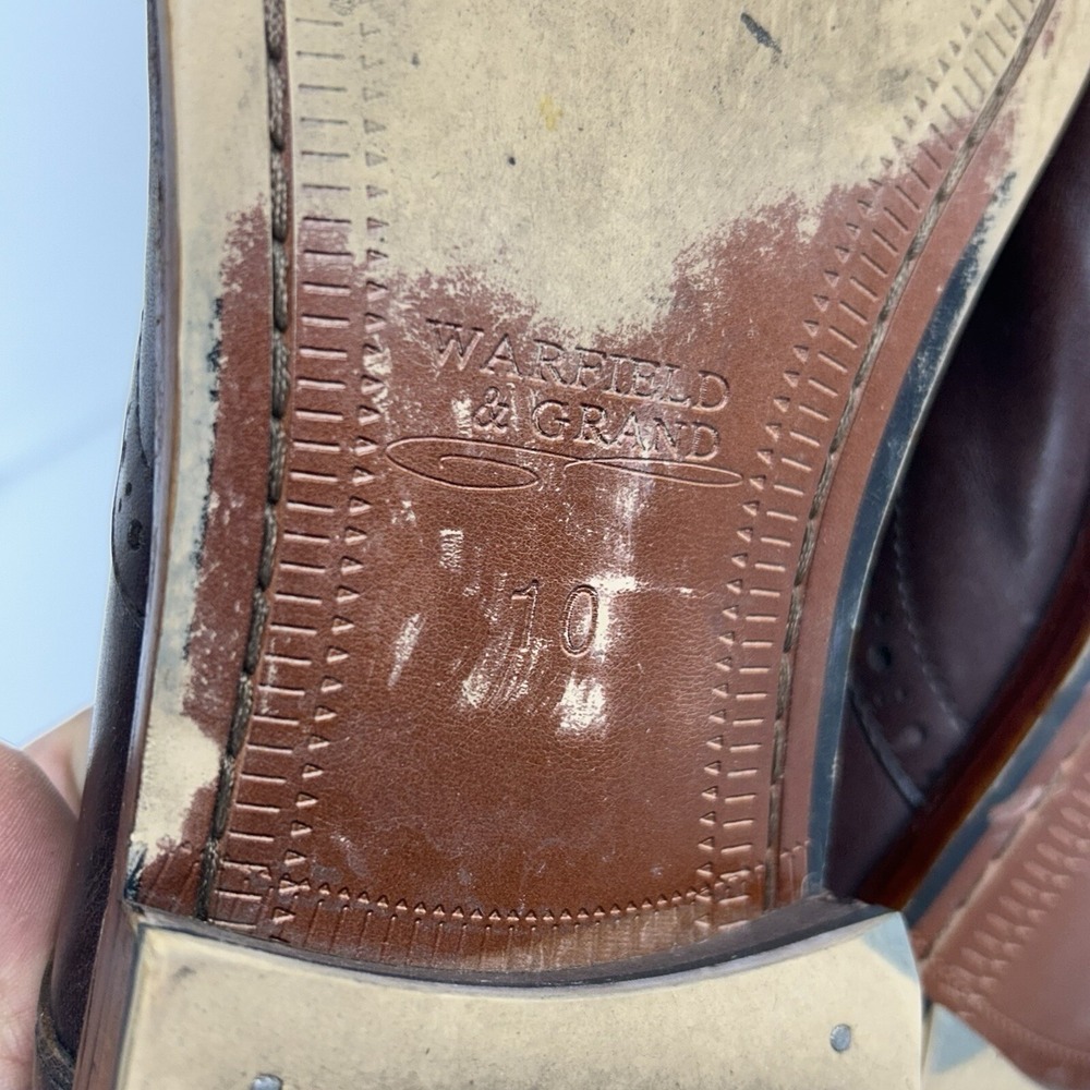 WARFIELD & GRAND Mens Size 10 Wingtip Brogue Oxford Dress Shoes Brown Leather - Picture 9 of 16